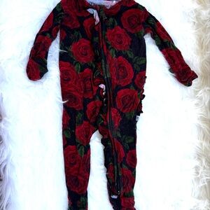 Little Bum Bums Footie Floral Red